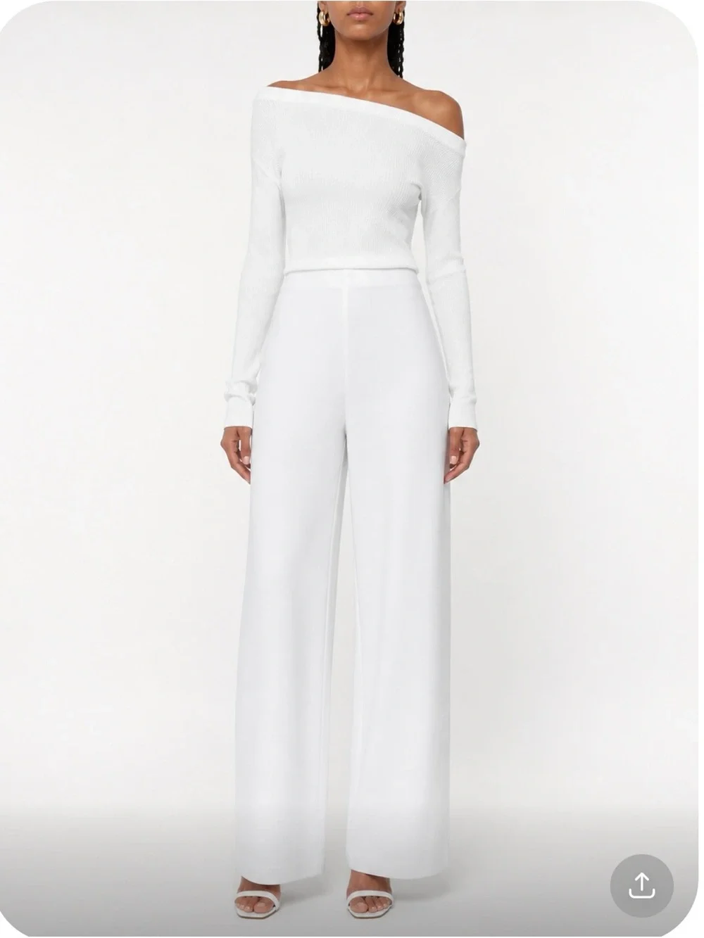 ZARA Women's Wide-Leg White Ponte Knit Pants Size L - Picture 2 of 6